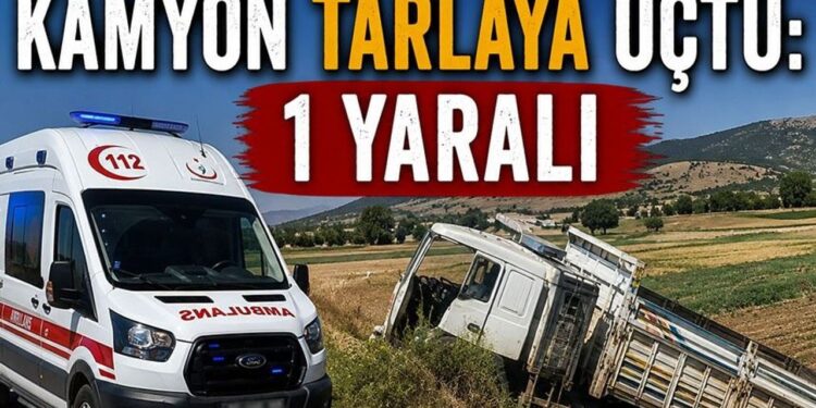 KAMYON TARLAYA UÇTU: 1 YARALI
